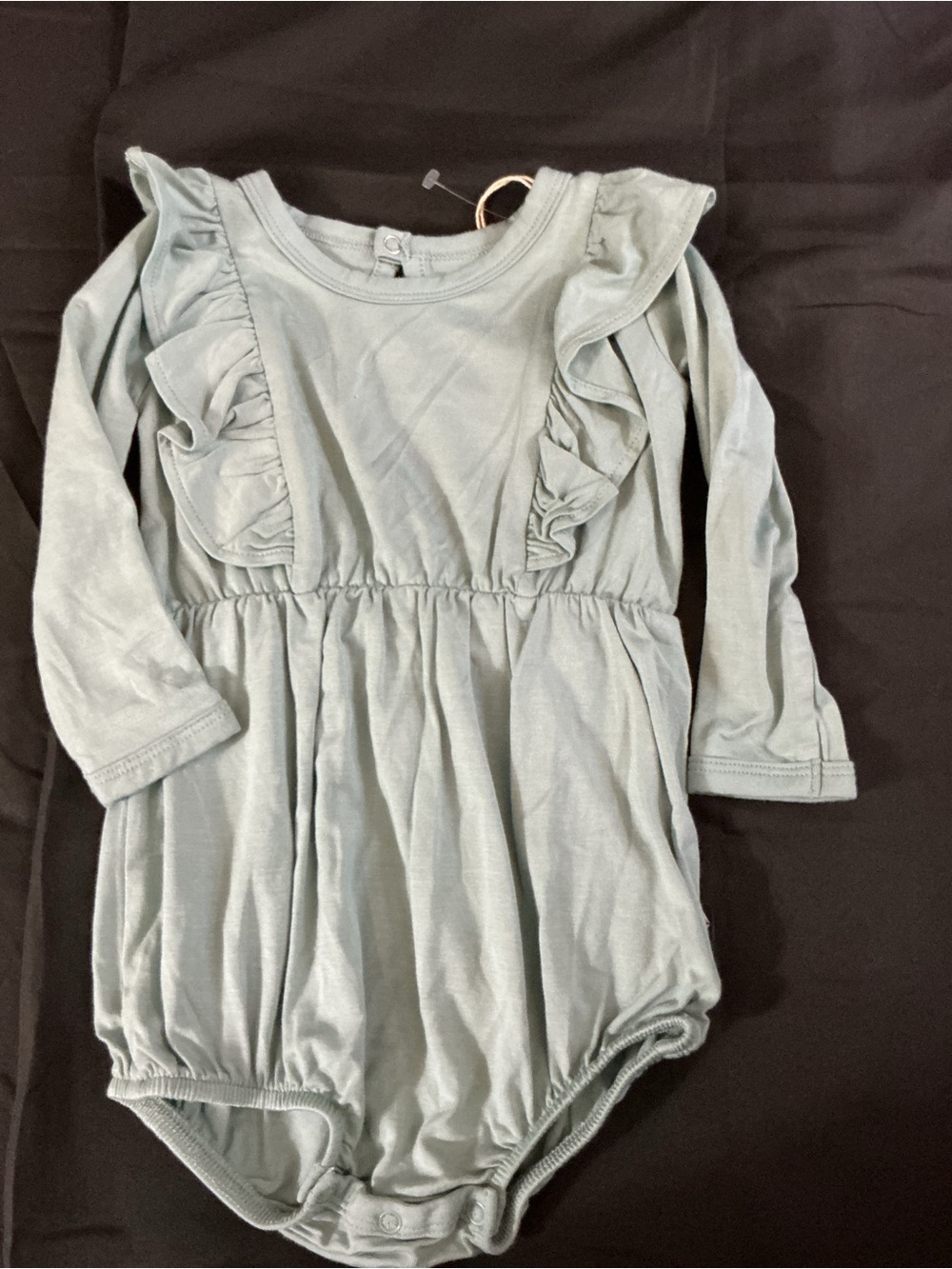Kyte BABY Long-Sleeve Ruffle Romper in Sage